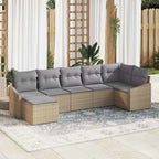 Sofa Set mit Kissen 7 pcs Beige Poly-Rattan