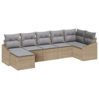 Sofa Set mit Kissen 7 pcs Beige Poly-Rattan