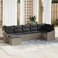 Sofa Set mit Kissen 7 pcs Hellgrau Poly Rattan