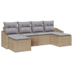 Sofa Set mit Kissen 6 pcs Beige Poly-Rattan