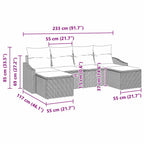 Sofa Set mit Kissen 6 pcs Hellgrau Poly-Rattan