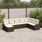 Sofa Set mit Kissen 8 pcs Braun Poly-Rattan