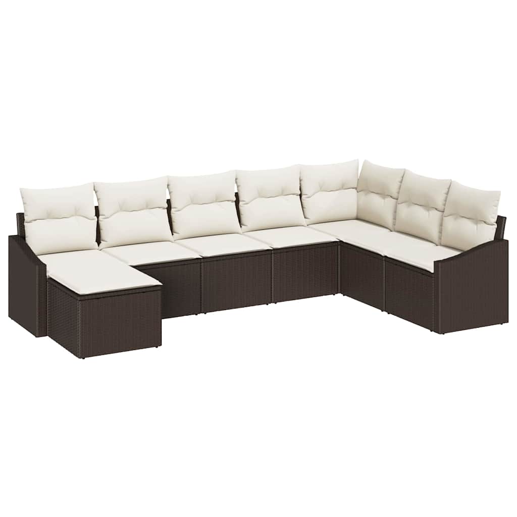Sofa Set mit Kissen 8 pcs Braun Poly-Rattan