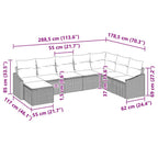 Sofa Set mit Kissen 8 pcs Braun Poly-Rattan
