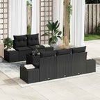 Sofa Set mit Kissen Schwarz Poly Rattan