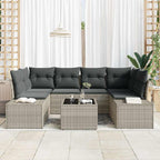 Sofa Set mit Kissen 7 pcs Hellgrau Poly Rattan