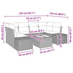 Sofa Set mit Kissen 7 pcs Hellgrau Poly Rattan