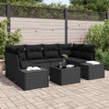 Sofa Set mit Kissen 7 pcs Schwarz Poly Rattan