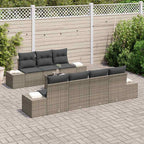 Sofa Set mit Kissen 8 pcs Grau Poly Rattan