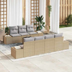 Sofa Set mit Kissen 8 pcs Beige Poly Rattan