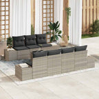 Sofa Set mit Kissen 8 pcs Hellgrau Poly Rattan