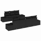 Sofa Set mit Kissen 8 pcs Schwarz Poly Rattan