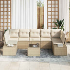 Sofa Set mit Kissen 8 pcs Beige Poly Rattan