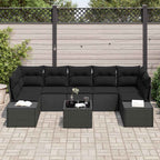 Sofa Set mit Kissen 8 pcs Schwarz Poly Rattan