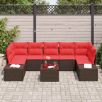 Sofa Set mit Kissen 8 pcs Braun Poly Rattan