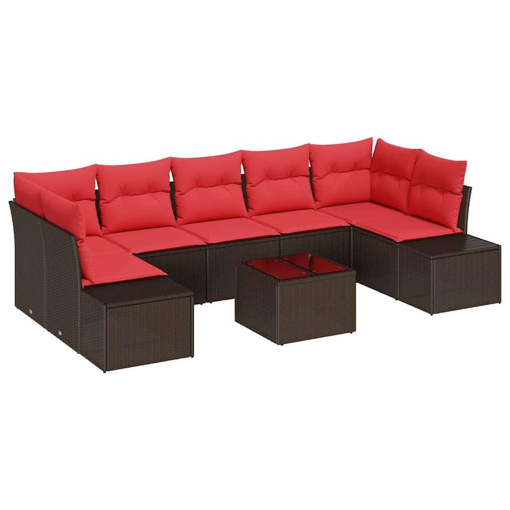 Sofa Set mit Kissen 8 pcs Braun Poly Rattan