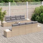 Sofa Set mit Kissen 7 pcs Beige und Hellgrau Poly Rattan