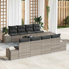 Sofa Set mit Kissen 7 pcs Hellgrau Poly Rattan