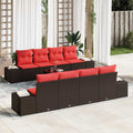 Sofa Set mit Kissen 9 pcs Braun Poly Rattan