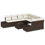 Sofa Set mit Kissen 9 pcs Braun Poly Rattan