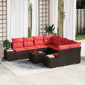 Sofa Set mit Kissen 9 pcs Braun Poly Rattan