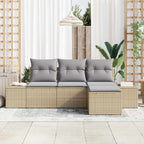 Sofa Set mit Kissen 4 pcs Beige Poly Rattan