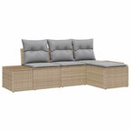 Sofa Set mit Kissen 4 pcs Beige Poly Rattan