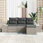 Sofa Set mit Kissen 4 pcs Hellgrau Poly Rattan