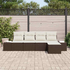 Sofa Set mit Kissen 5 pcs Braun Poly Rattan