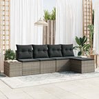Sofa Set mit Kissen 5 pcs Grau Poly Rattan