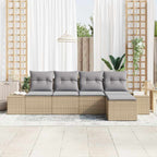 Sofa Set mit Kissen 5 pcs Beige Poly Rattan