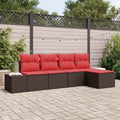 Sofa Set mit Kissen 5 pcs Braun Poly Rattan