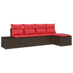 Sofa Set mit Kissen 5 pcs Braun Poly Rattan