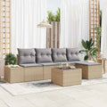 Sofa Set mit Kissen 6 pcs Beige Poly Rattan