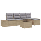 Sofa Set mit Kissen 6 pcs Beige Poly Rattan