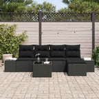Sofa Set mit Kissen 6 pcs Schwarz Poly Rattan