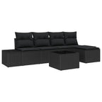 Sofa Set mit Kissen 6 pcs Schwarz Poly Rattan
