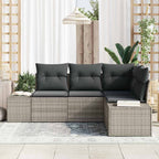 Gartensofa-set 4 pcs Hellgrau Poly-Rattan
