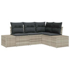 Gartensofa-set 4 pcs Hellgrau Poly-Rattan