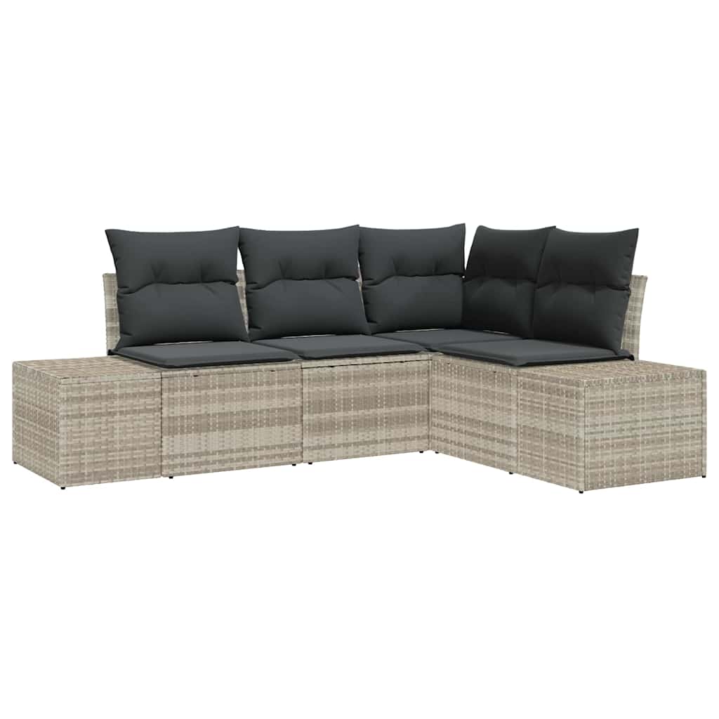 Gartensofa-set 4 pcs Hellgrau Poly-Rattan