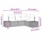 Gartensofa-set 4 pcs Hellgrau Poly-Rattan