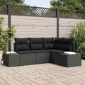 Gartensofa-set 4 pcs Schwarz Poly-Rattan