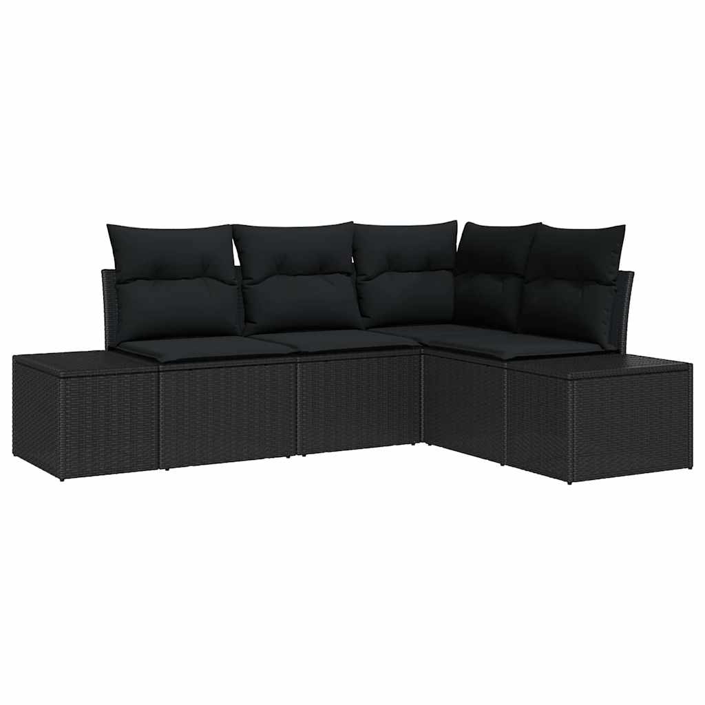 Gartensofa-set 4 pcs Schwarz Poly-Rattan