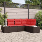 Gartensofa-set mit Kissen 4 pcs Braun Poly-Rattan