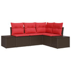 Gartensofa-set mit Kissen 4 pcs Braun Poly-Rattan