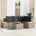 Gartensofa-set 5 pcs Hellgrau Poly-Rattan