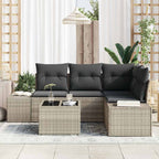 Gartensofa-set 5 pcs Hellgrau Poly-Rattan
