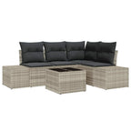 Gartensofa-set 5 pcs Hellgrau Poly-Rattan