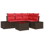 Gartensofa-set mit Kissen 5 pcs Braun Poly-Rattan
