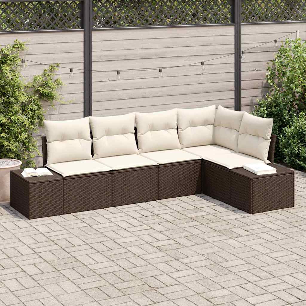 Gartensofa-set 5 pcs Braun Poly-Rattan